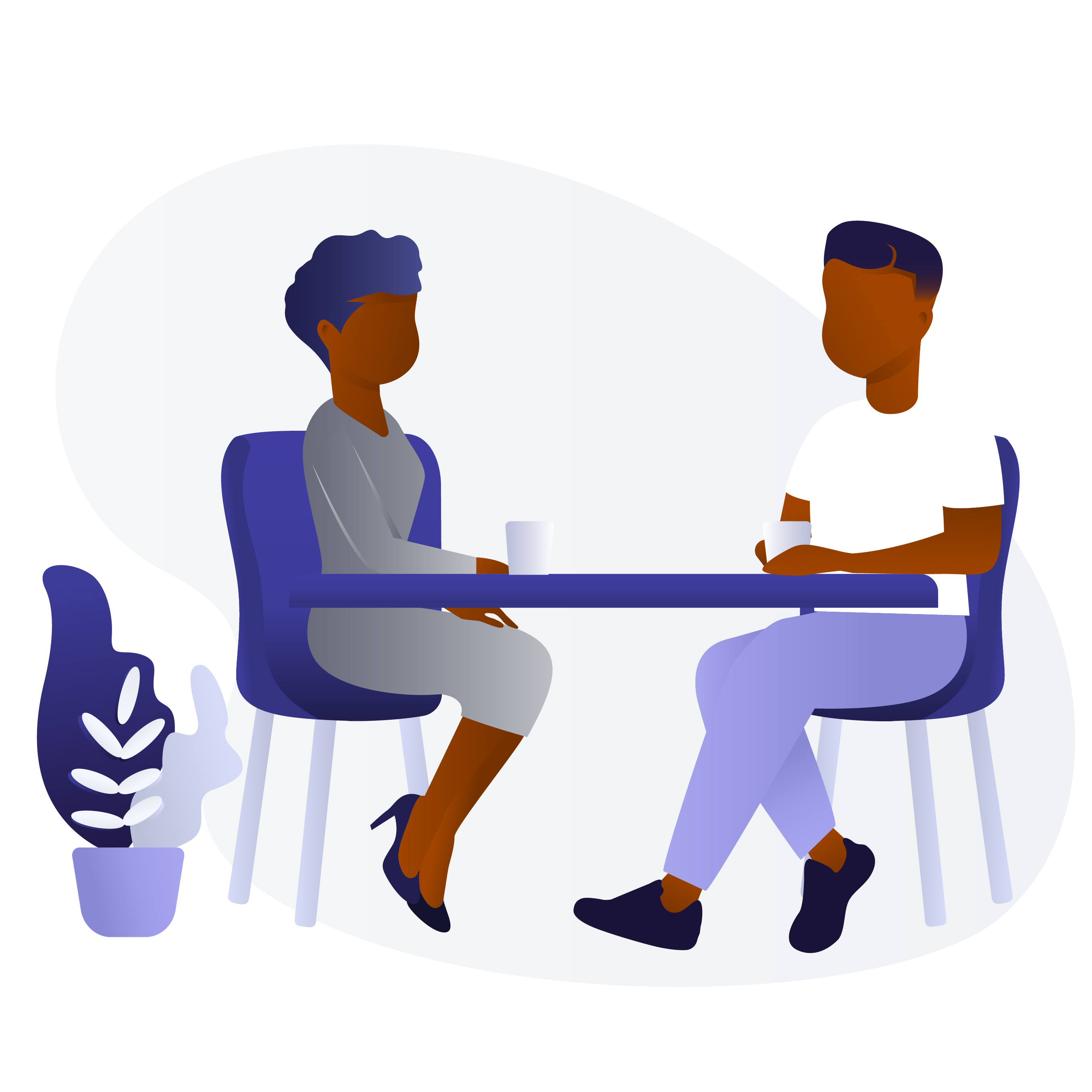 Vector illustration of black Man and Woman in Coffee Shop